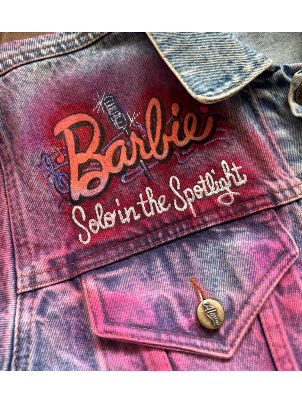 RARE Vintage Tony Alamo Barbie Solo in the Spotlight Hand Painted Denim Jacket - Picture 8 of 14